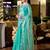 Aqua blue embroidered embellished shimmer chiffon bollywood saree with blouse