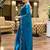 Blue embroidered embellished shimmer chiffon bollywood saree with blouse