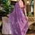 Lavender embroidered embellished shimmer chiffon bollywood saree with blouse