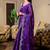 Purple embroidered embellished shimmer chiffon bollywood saree with blouse