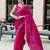 Rani pink embroidered embellished shimmer chiffon bollywood saree with blouse