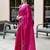 Rani pink embroidered embellished shimmer chiffon bollywood saree with blouse