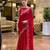 Red embroidered embellished shimmer chiffon bollywood saree with blouse