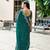 Teal green embroidered embellished shimmer chiffon bollywood saree with blouse