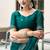 Teal green embroidered embellished shimmer chiffon bollywood saree with blouse