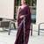 Wine embroidered embellished shimmer chiffon bollywood saree with blouse