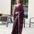 Wine embroidered embellished shimmer chiffon bollywood saree with blouse