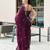 Wine embroidered embellished shimmer chiffon bollywood saree with blouse