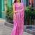 Baby pink embroidered embellished shimmer chiffon bollywood saree with blouse