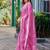 Baby pink embroidered embellished shimmer chiffon bollywood saree with blouse