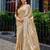 Beige embroidered embellished shimmer chiffon bollywood saree with blouse
