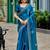 Blue embroidered embellished shimmer chiffon bollywood saree with blouse