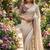 Off White Color embroidery sequence buttis  and work Satin Saree