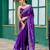 Purple embroidered embellished shimmer chiffon bollywood saree with blouse