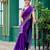 Purple embroidered embellished shimmer chiffon bollywood saree with blouse
