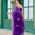 Purple embroidered embellished shimmer chiffon bollywood saree with blouse