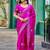 Rani pink embroidered embellished shimmer chiffon bollywood saree with blouse