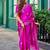 Rani pink embroidered embellished shimmer chiffon bollywood saree with blouse