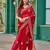Red embroidered embellished shimmer chiffon bollywood saree with blouse