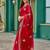Red embroidered embellished shimmer chiffon bollywood saree with blouse