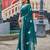Teal blue embroidered embellished shimmer chiffon bollywood saree with blouse