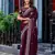 Wine embroidered embellished shimmer chiffon bollywood saree with blouse