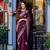 Wine embroidered embellished shimmer chiffon bollywood saree with blouse