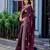 Wine embroidered embellished shimmer chiffon bollywood saree with blouse