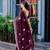 Wine embroidered embellished shimmer chiffon bollywood saree with blouse