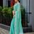 Aqua blue embroidered embellished shimmer chiffon bollywood saree with blouse
