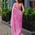 Baby pink embroidered embellished shimmer chiffon bollywood saree with blouse