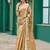 Beige embroidered embellished shimmer chiffon bollywood saree with blouse