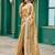 Beige embroidered embellished shimmer chiffon bollywood saree with blouse