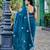 Blue embroidered embellished shimmer chiffon bollywood saree with blouse