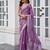 Lavender embroidered embellished shimmer chiffon bollywood saree with blouse
