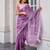 Lavender embroidered embellished shimmer chiffon bollywood saree with blouse