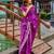 Magenta embroidered embellished shimmer chiffon bollywood saree with blouse
