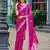 Rani pink embroidered embellished shimmer chiffon bollywood saree with blouse