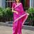 Rani pink embroidered embellished shimmer chiffon bollywood saree with blouse