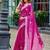 Rani pink embroidered embellished shimmer chiffon bollywood saree with blouse