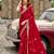 Red embroidered embellished shimmer chiffon bollywood saree with blouse