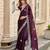 Wine embroidered embellished shimmer chiffon bollywood saree with blouse