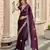 Wine embroidered embellished shimmer chiffon bollywood saree with blouse