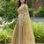 Beige embroidered shimmer chiffon bollywood saree with blouse