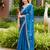 Blue embroidered shimmer chiffon bollywood saree with blouse