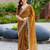 Copper embroidered shimmer chiffon bollywood saree with blouse