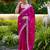 Dark pink embroidered shimmer chiffon bollywood saree with blouse