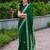 Green embroidered shimmer chiffon bollywood saree with blouse
