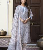 Light-beige cotton kota checks salwar suit
