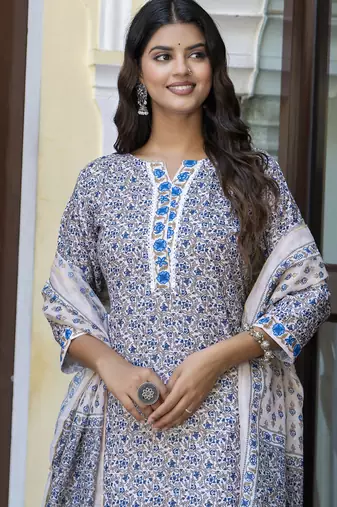 Light-beige cotton kota checks salwar suit